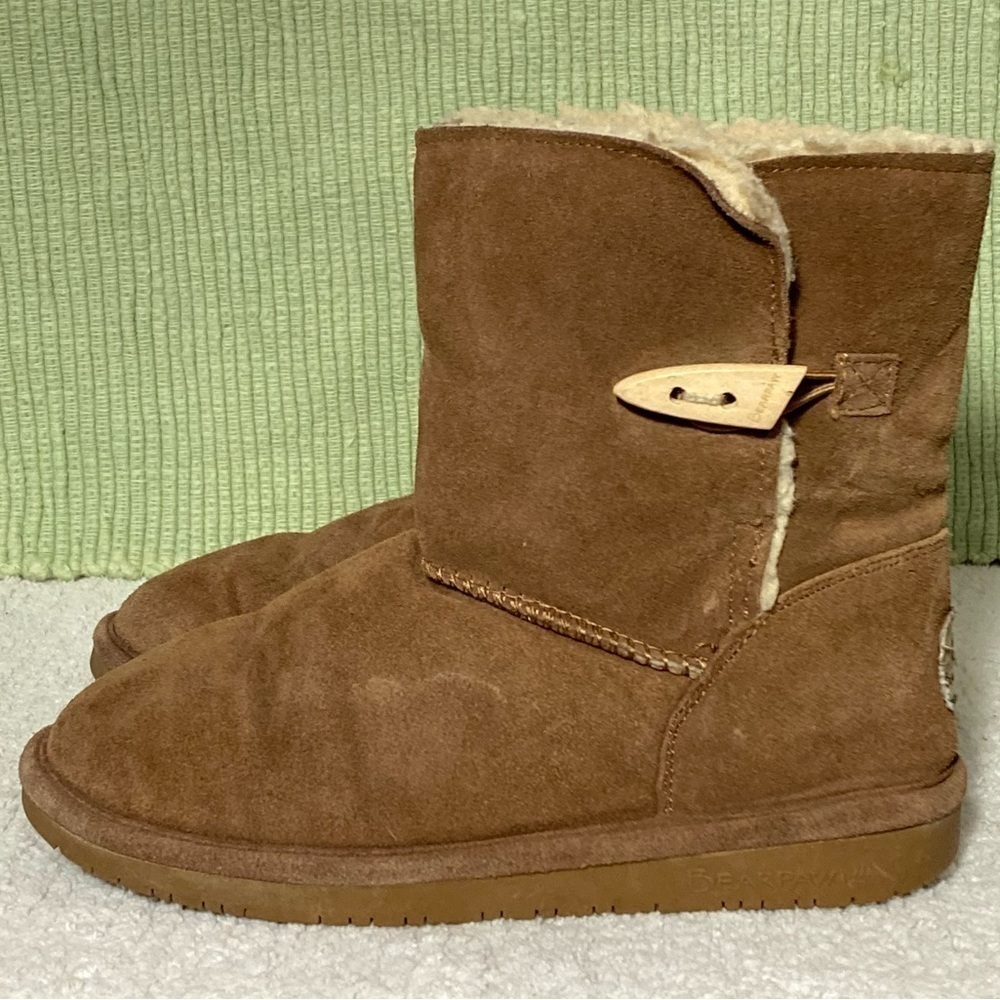 Bearpaw Abigail Suede/Sheepskin/Wool Lining Brown Youth Boots Size US 4 - Picture 2 of 10